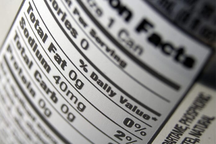Nutritional facts label zoomed in to highlight the total fat and sodium